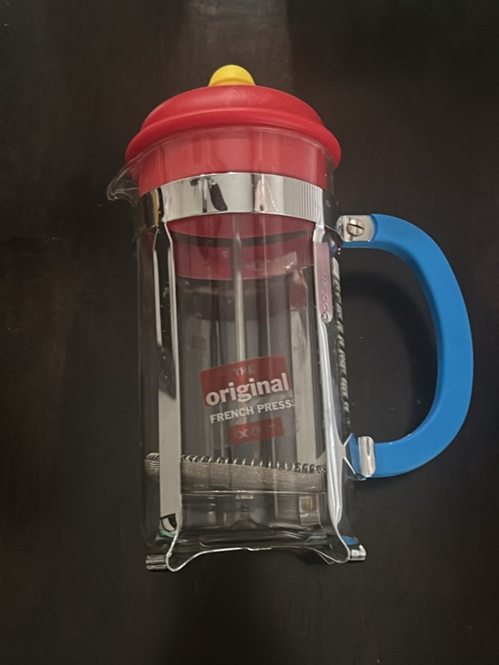 Bodum French Press with Red Lid and Blue Handle